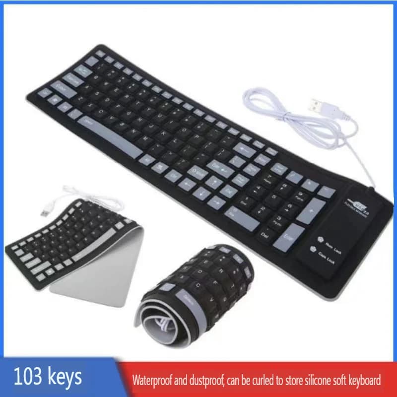 Flexible USB Wired Keyboard Silicone Mute Waterproof Folding Keyboard For PC Laptop Desktop Windows folding Computer keyboard