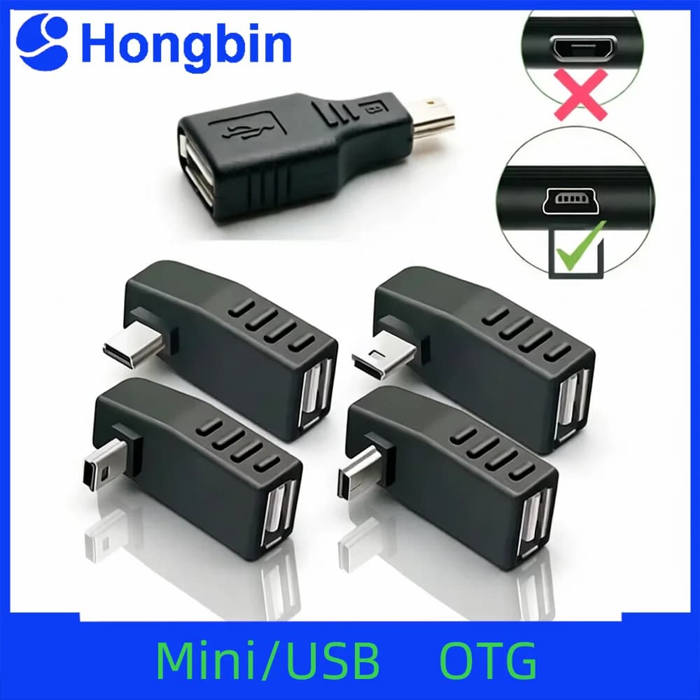 Car Use Mini USB Flash Drive OTG Adapter Cable Direct Plug-in 90 Degree up down Left Right Turn Head T-type V3 Data Connector