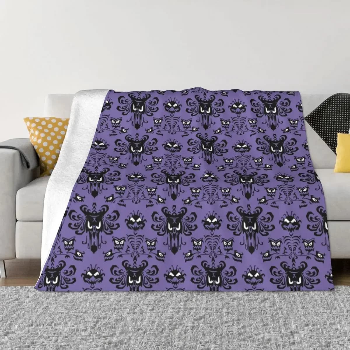 Purple Haunted Mansion Wallpaper Throw coperta coperte per divani coperta Vintage coperta singola