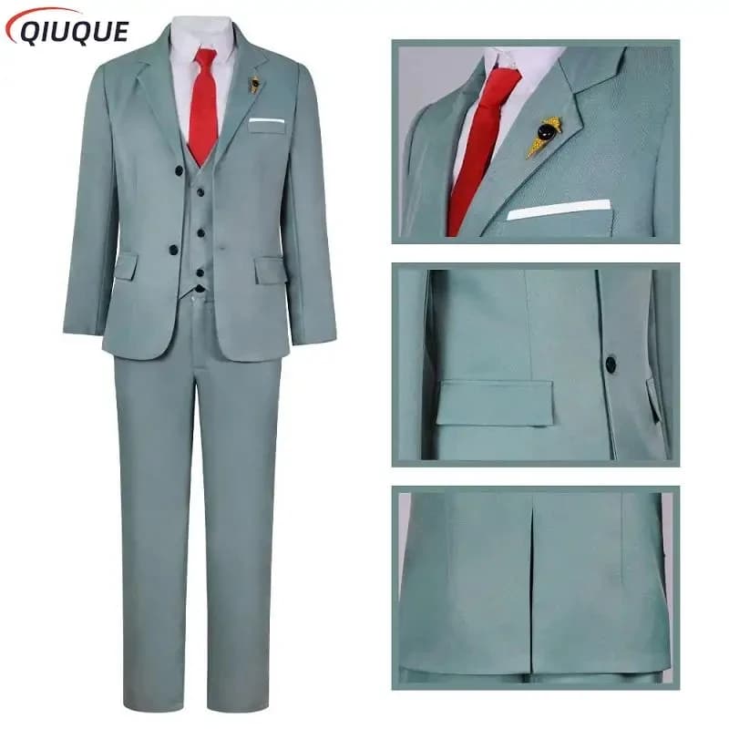 Anime Spy Cosplay Loid Forger Costume Men Suit Short Blond Wig Twilight Outfit Shirt Tie Halloween Clothes