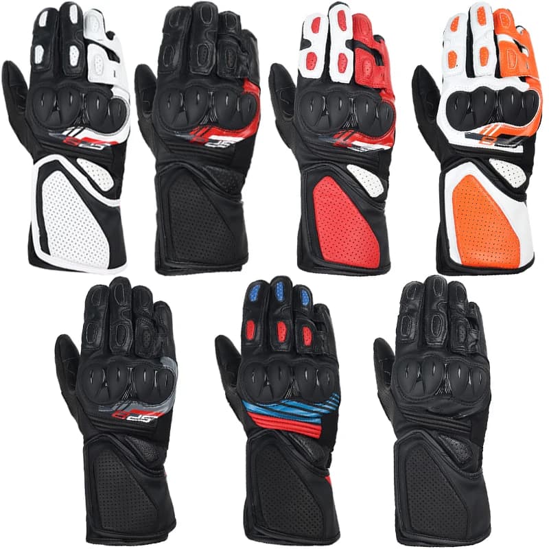 Guanti da Moto in Pelle a Dita Intere 7 Colori Two-X GP Pro SP-8 V3 per Motocross, Scooter, ATV, Bici, Protezione Completa per la Guida e le Corse