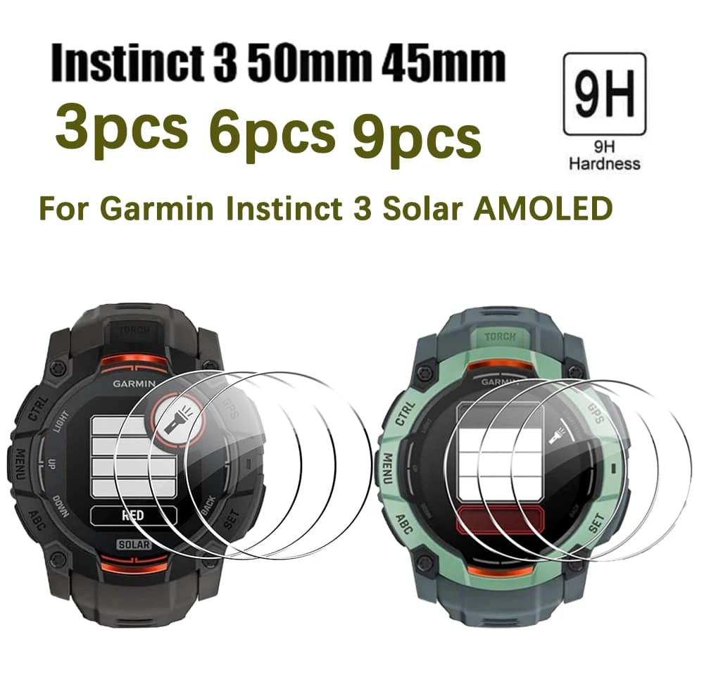 3/6/9 pieces for Garmin Instinct 3 Solar AMOLED 45mm 9H 2.5D Tempered Glass Film Smart Watch Tempered Glass Screen Protection