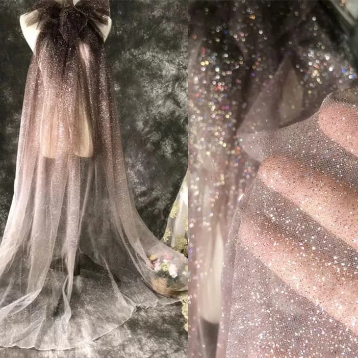 Tessuto a rete sfumato con stampa a caldo da 3 yard per abiti da sera fai da te, design per gonne e abbigliamento