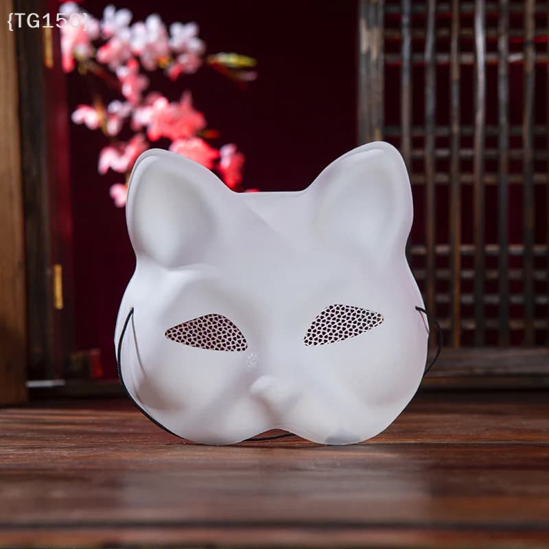 Maschera in rete a forma di occhi di gatto, base in PVC opaco a forma di volpe per cosplay di Halloween, accessorio per travestimenti da festa in maschera