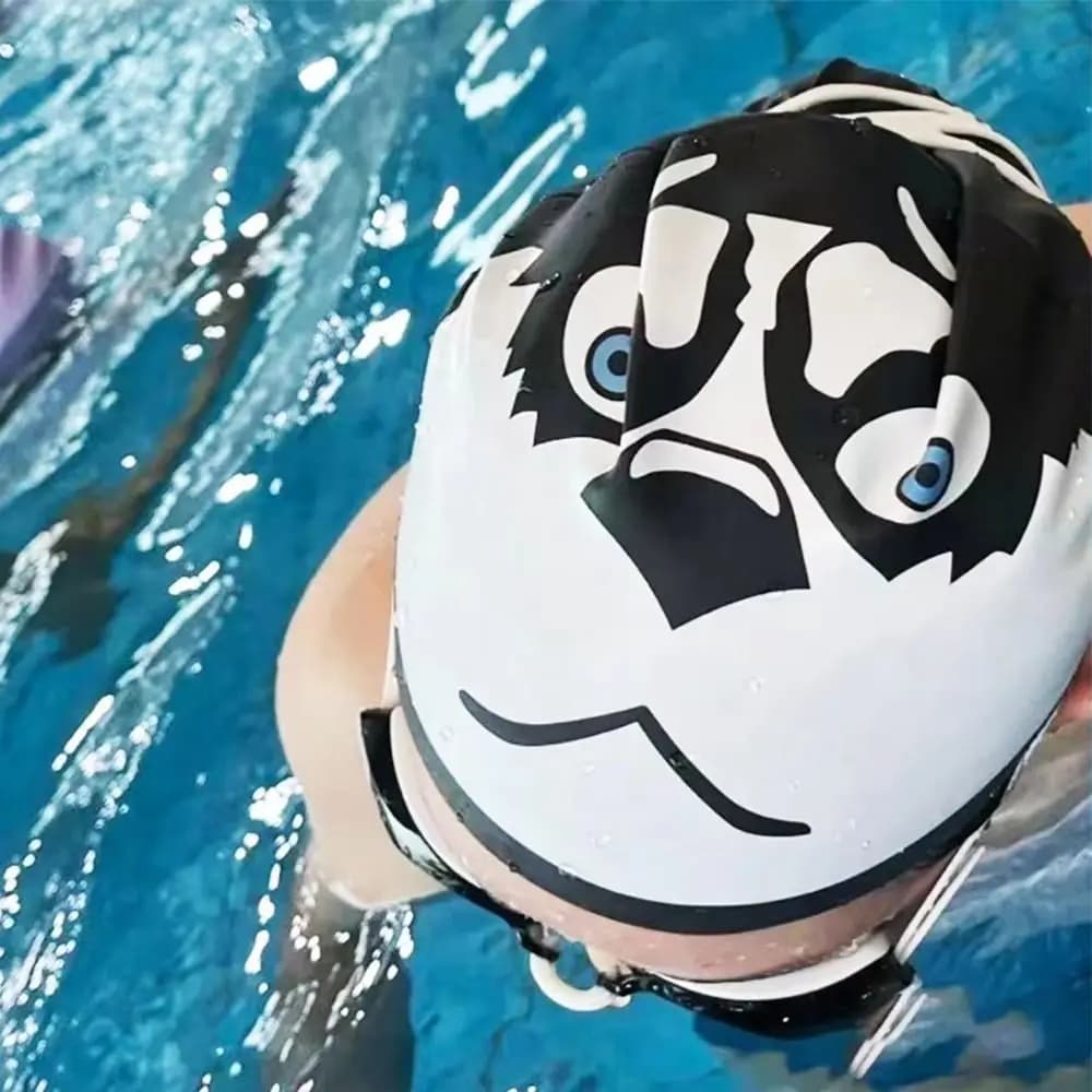 Swim Head Hood Creative Swimming Hat Funny Dog Bathing Caps Silicone Anti Slip Pool Headgear Swimming Pool
