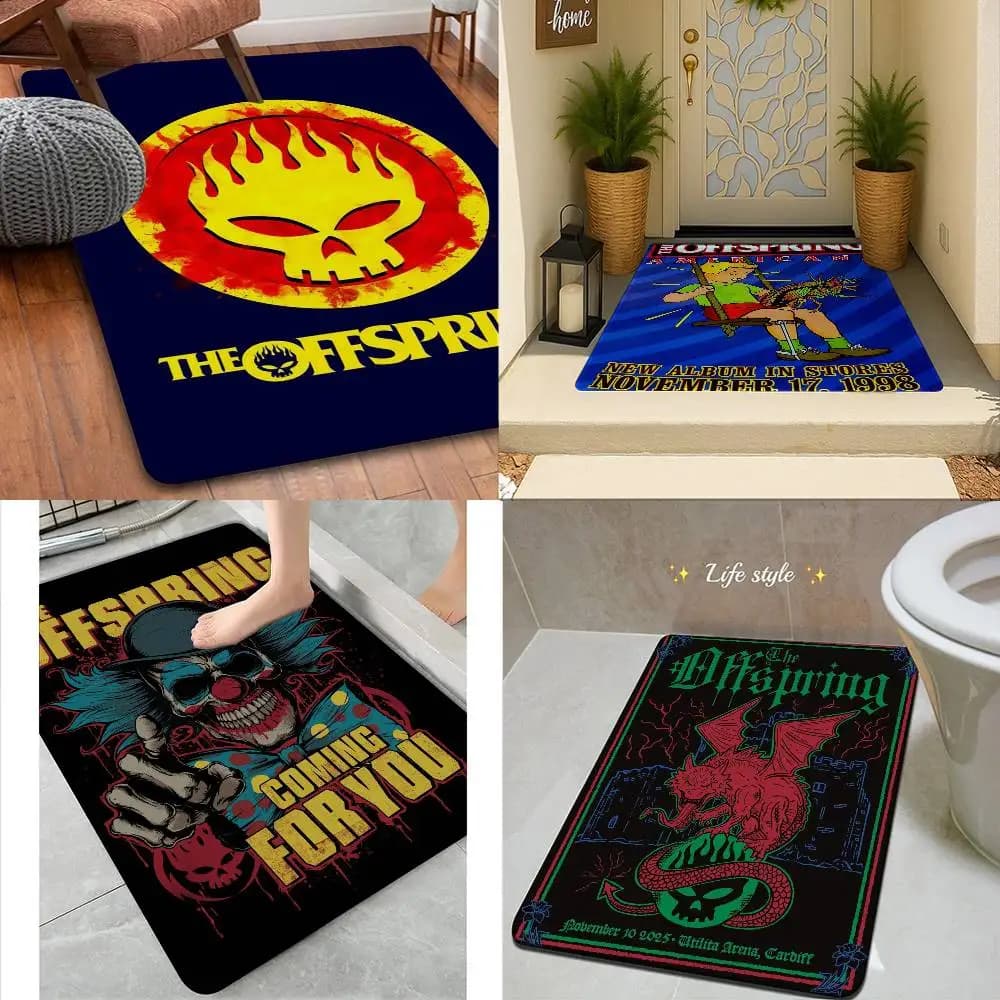 Pop Punk Band T-The OffspringS Tappetino rettangolare antiscivolo per la casa, morbido, per porta d'ingresso, per interni ed esterni, tappetino di benvenuto