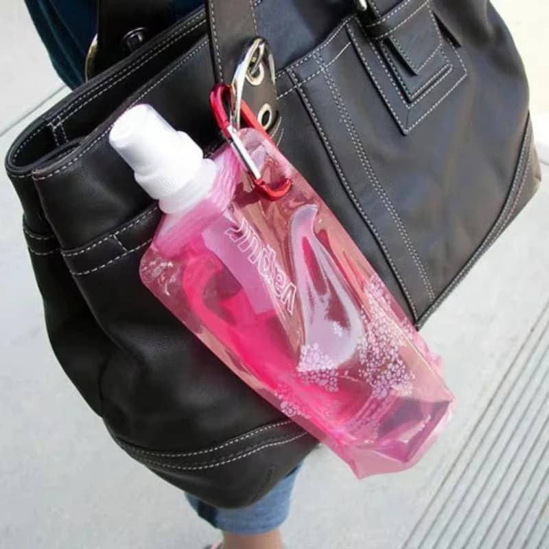 500 ml portable folding water bottle with button, outdoor sports equipment, drinking water container, single-piece sports water bottle