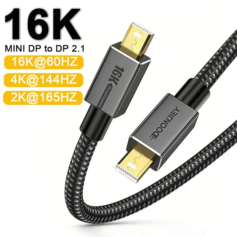 Cavo Mini DisplayPort 2.1 Maschio-Maschio da 2M, Risoluzione 16K 60Hz 8K 60Hz per Collegare Laptop, Computer e Monitor, Supporta 4K 8K