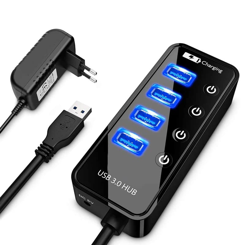 USB HUB 3.0 4 Caricatore per smartphone a 7 porte Multi per Ipad MacBook Pro Computer PC Notebook Accessori per laptop con adattatore di alimentazione