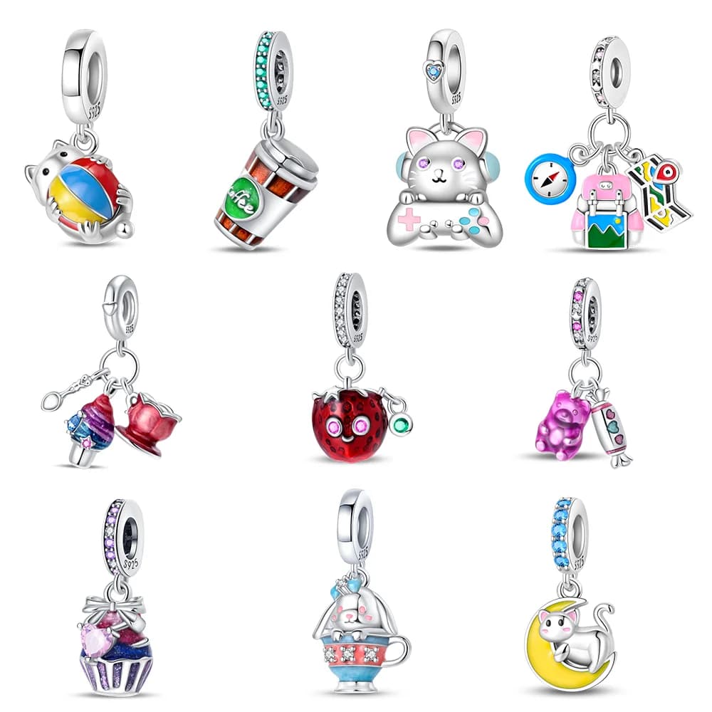 Trendy Ipoallergenic Bracelet with Strawberry Shape Pendant Silver, Lovely Design with Polish and Zirconia
