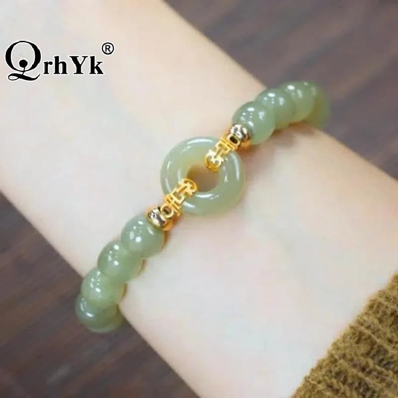 1 Pezzo Anello Bracciale Vintage in Agata e Giada Naturale Verde, Gioielli di Lusso, Talismani, Charm, Regali di Moda per Donne