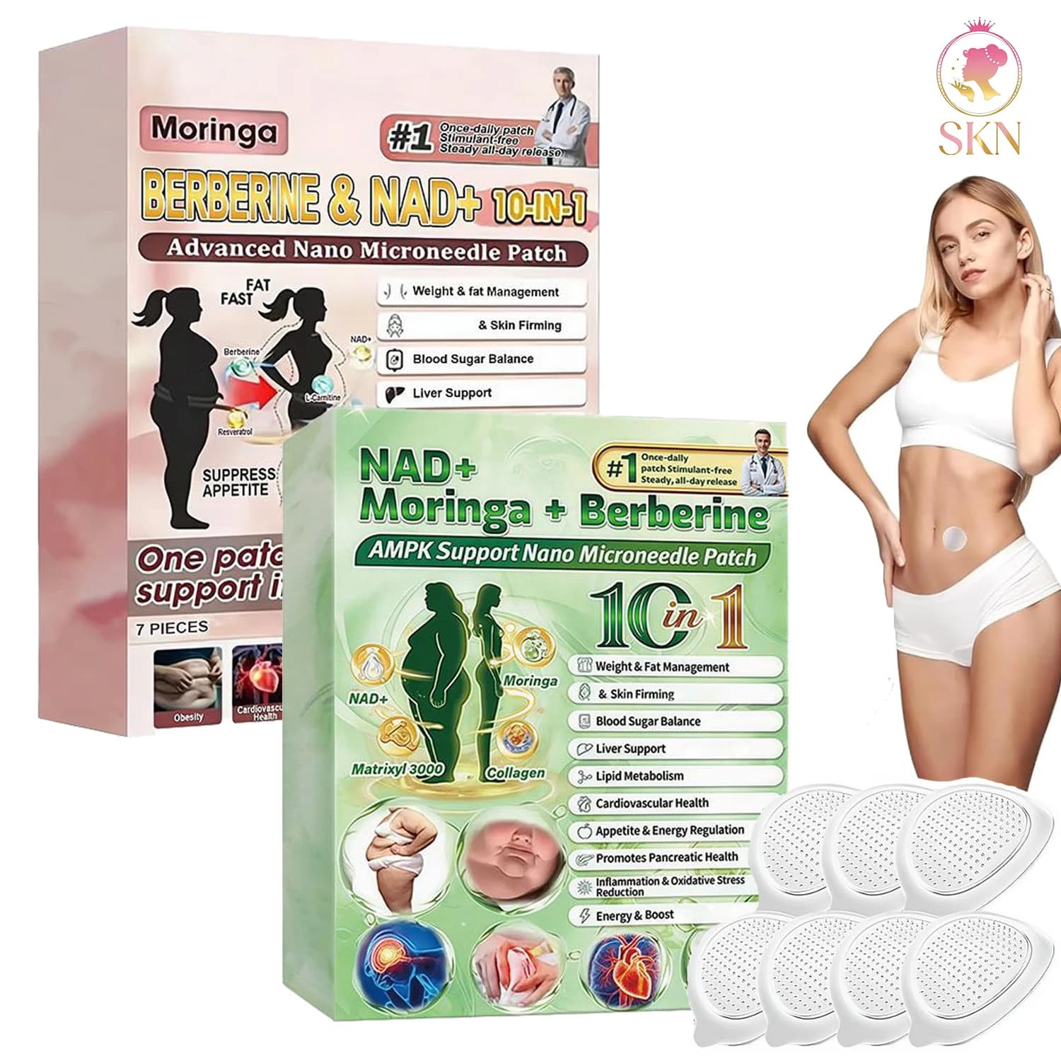 Patch Naturale al Moringa con Micro-nastri Avanzati, Estratto Naturale per Supporto Rassodante, Traspirante, Portatile per Uso Quotidiano, per la Perdita di Peso