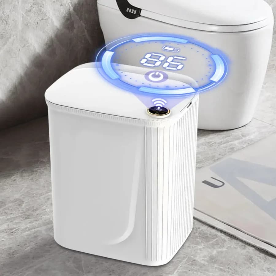 Cestino Intelligente da 20L con Sensore e Display, Ricarica Type-C, Bidone Automatico per Bagno, Cucina, Toilette, Cestino Smart per Casa