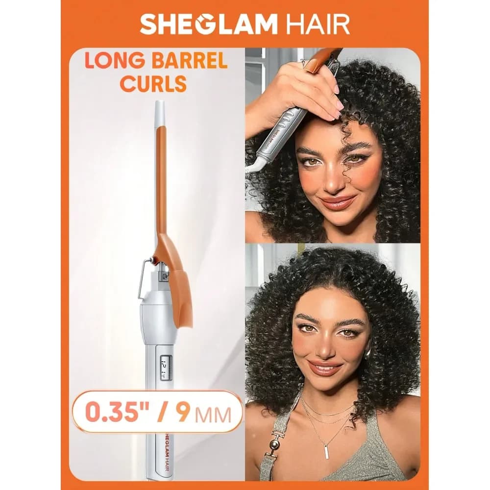 Ferro arricciacapelli HAIR ItCurl, Arricciacapelli, Ferro per capelli ricci, Bacchetta arricciacapelli da 9 mm, Display LED, 5 impostazioni di temperatura, Preriscaldamento rapido senza fili