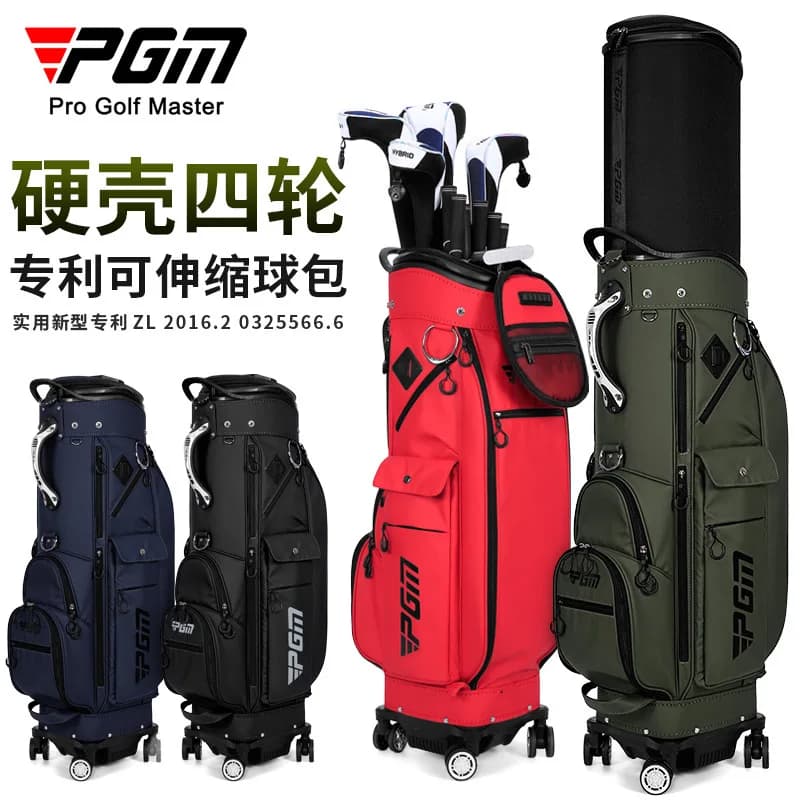 Sacca da golf PGM Borsa di espansione unisex con guscio rigido Spinta piatta a quattro ruote Club invertito impermeabile QB152
