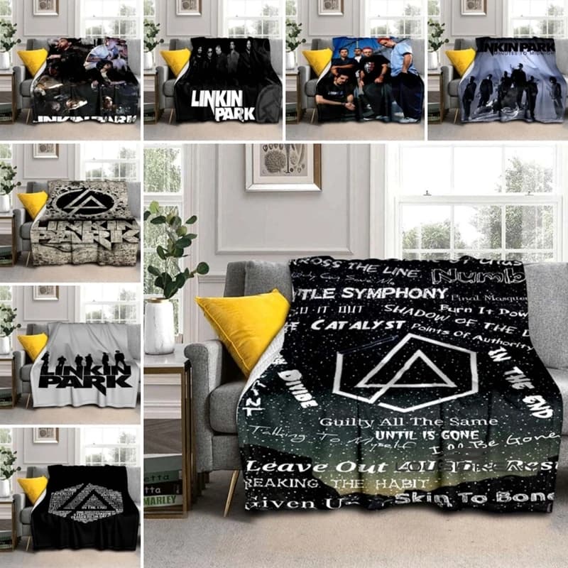 Retro Rock Band 3D L-Linkin-Park Soft Blankets, Keep Warm Throw Blanket Comfortable for Picnic Beds Sofa Home Bedroom Kid001
