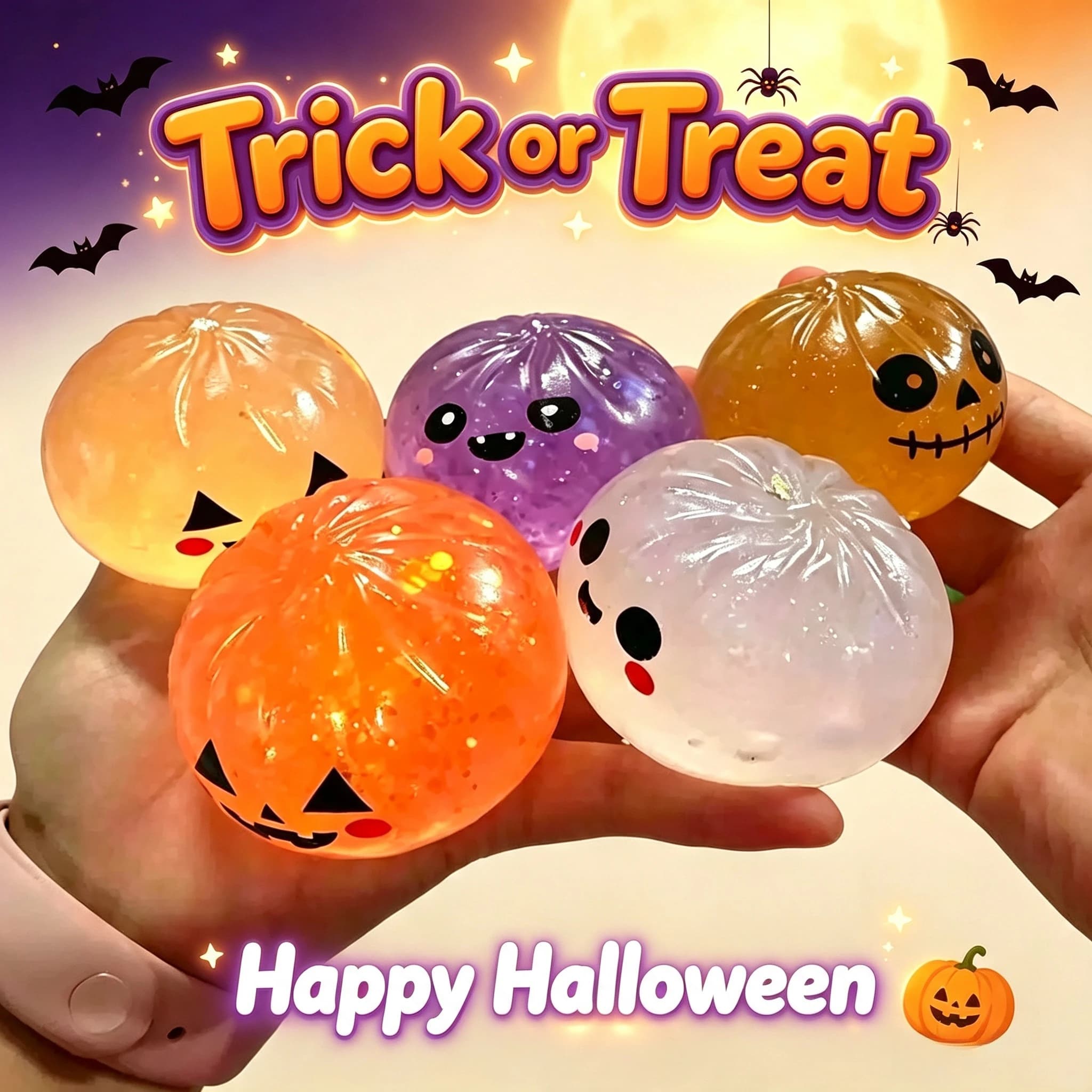6.5cm Halloween Ghost Pinch Music Creative New Squeeze Decompression Toy Pinch Decompression Gift Box Set