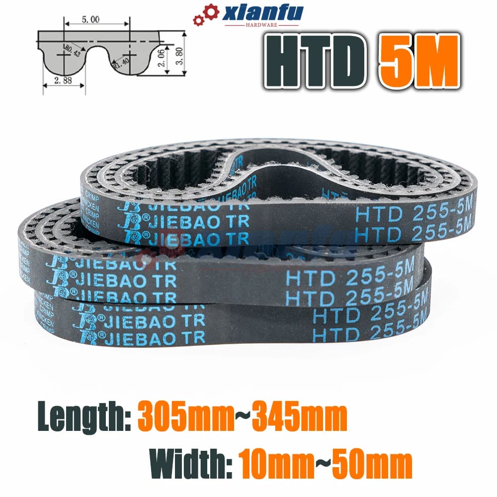 HTD 5M Cinghia dentata in gomma Perimetro di trasmissione ad anello chiuso 305 310 315 320 325 330 335 340 345mm HTD5M Larghezza trasmissione CNC 10 ~ 50mm