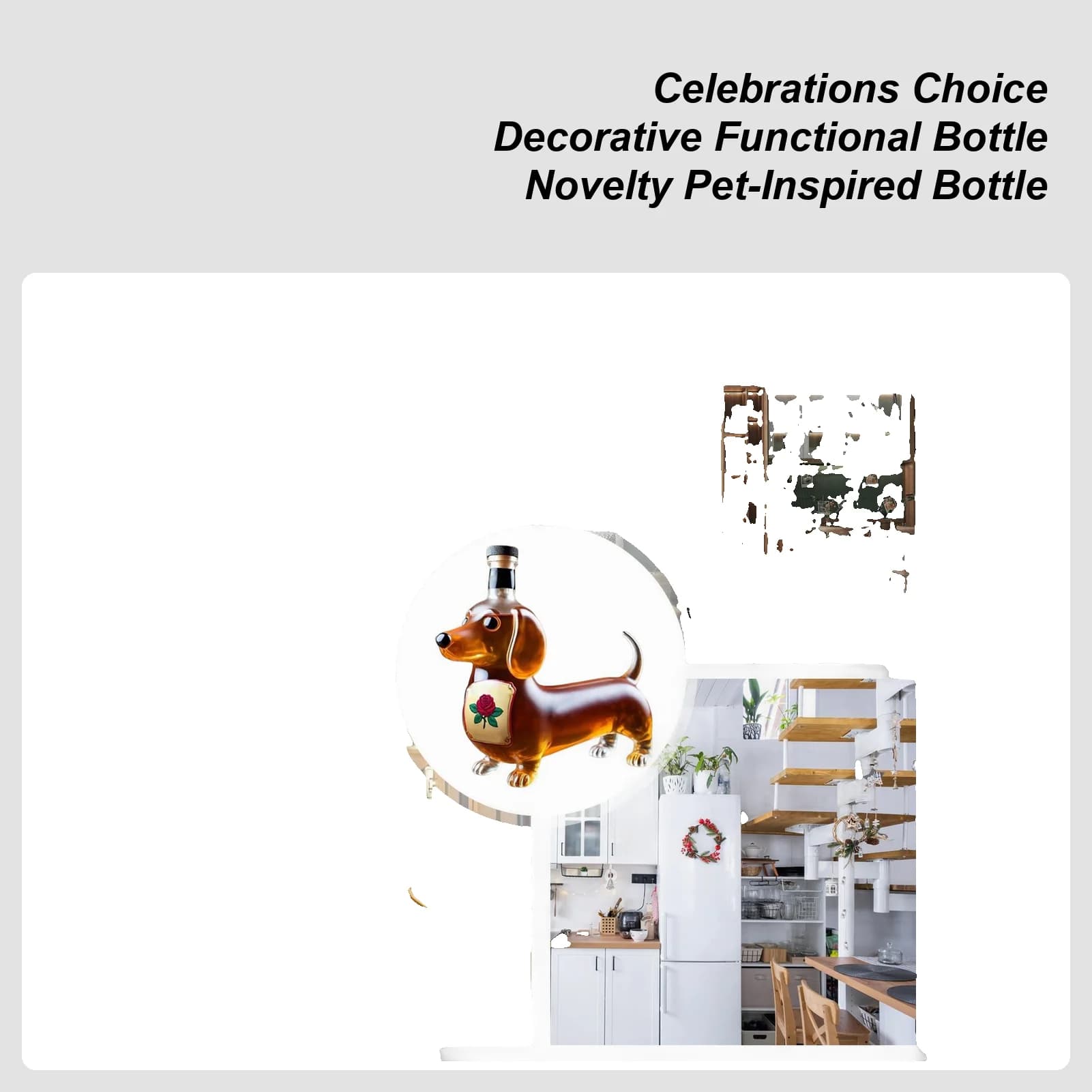 Bottiglia di whisky per cani bassotto Bottiglia di liquore in vetro Forma di cane Statua animale decorativa Contenitore per vino Decanter trasparente