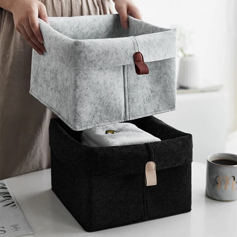 Cesti Portaoggetti in Feltro per Casa, Bagno, Ufficio, Giocattoli, Biancheria Intima, Lavanderia, Contenitori per Oggetti Vari per Dormitorio