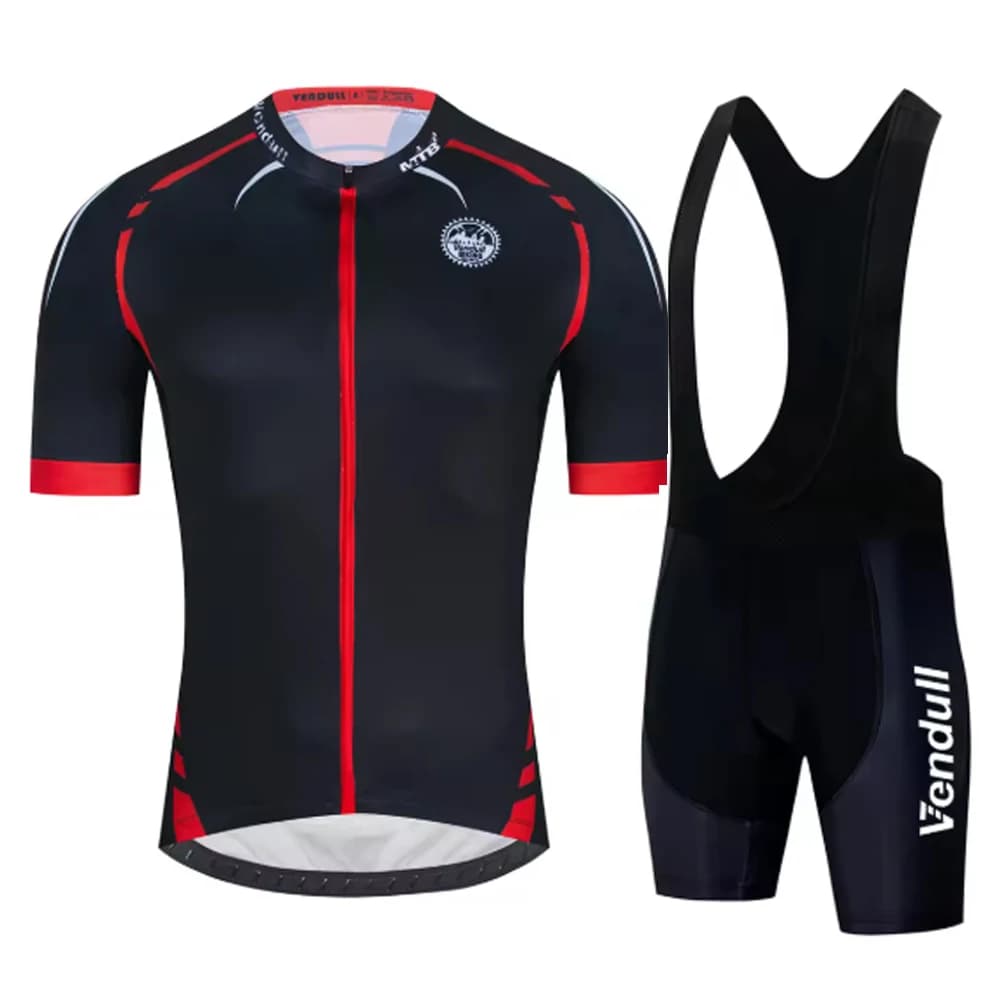NewTeam Maglia da ciclismo a maniche corte Abbigliamento Pantaloncini con bretelle Set Abbigliamento da ciclismo Mtb da esterno Ropa Ciclismo Abbigliamento da mountain bike rosso