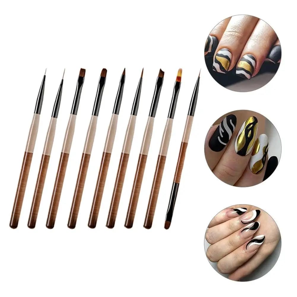 1/9 pezzi set di pennelli per dettagli fini gel UV acrilico disegno punteggiatura manicure strumenti di design per nail art accessori per il trucco pennello gel