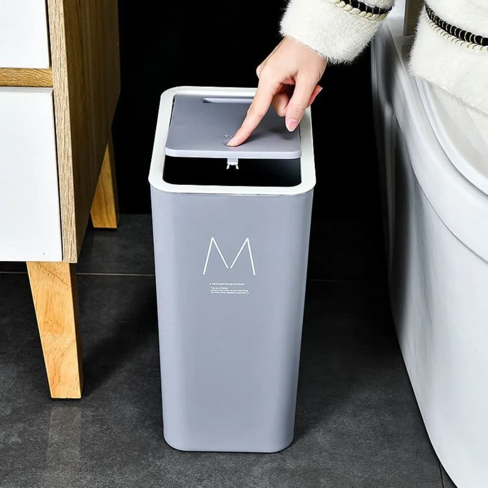 15/10L Bagno Cucina Bidone della spazzatura con coperchio Bidoni dei rifiuti tipo pressa Soggiorno Wc Nordic Rettangolare Bidone della spazzatura Cestino dei rifiuti