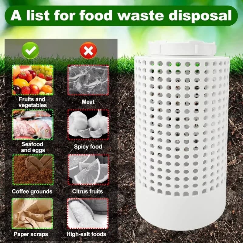 Kit Compostiera Sotterranea per Vermicompost, Sistema di Decomposizione dei Rifiuti Organici Ecologico per Giardino e Orto, Ideale per Aiuole Rialzate