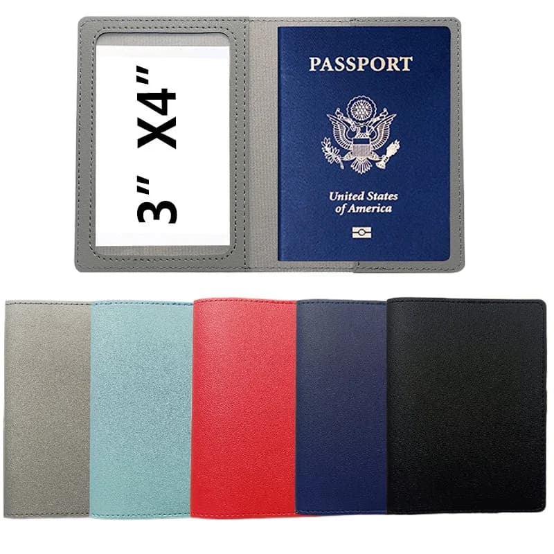 Etichetta per bagaglio con copertina per passaporto in pelle PU, vuota, design senza testo, tinta unita, accessorio per identificazione da viaggio, porta passaporto, etichetta identificativa per bagagli