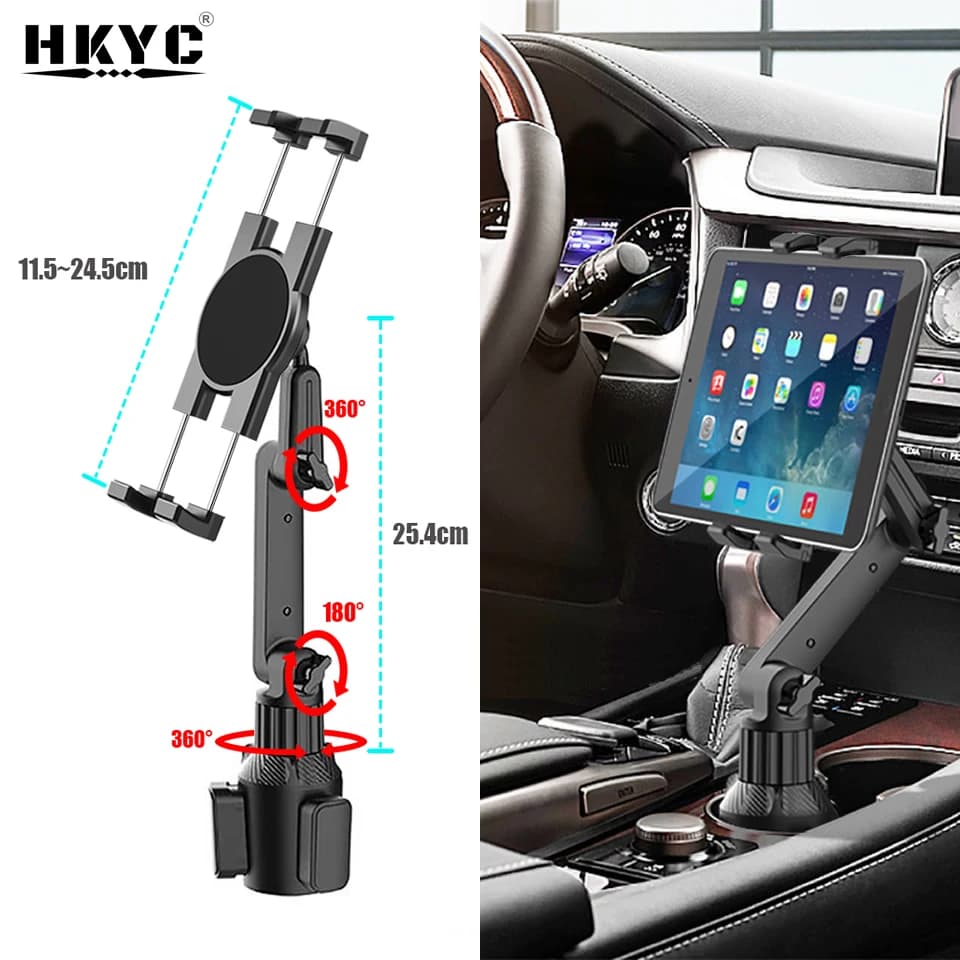 HKYC Portabicchieri per auto Supporto per telefono Supporto per tablet per tazza per auto ad angolo regolabile universale per telefono cellulare Tablet PC GPS da 4-16 pollici