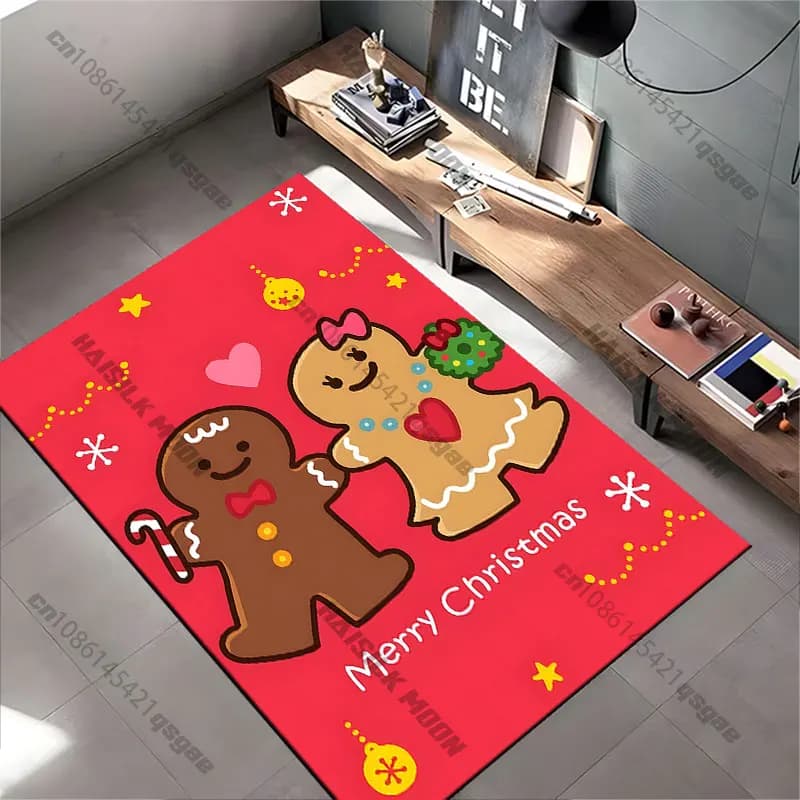Tappeto natalizio a tema gingerbread per la celebrazione dell'amore, tappeto da yoga, decorazione per soggiorno, tappetino per gattonare per bambini, zerbino, tappeto decorativo