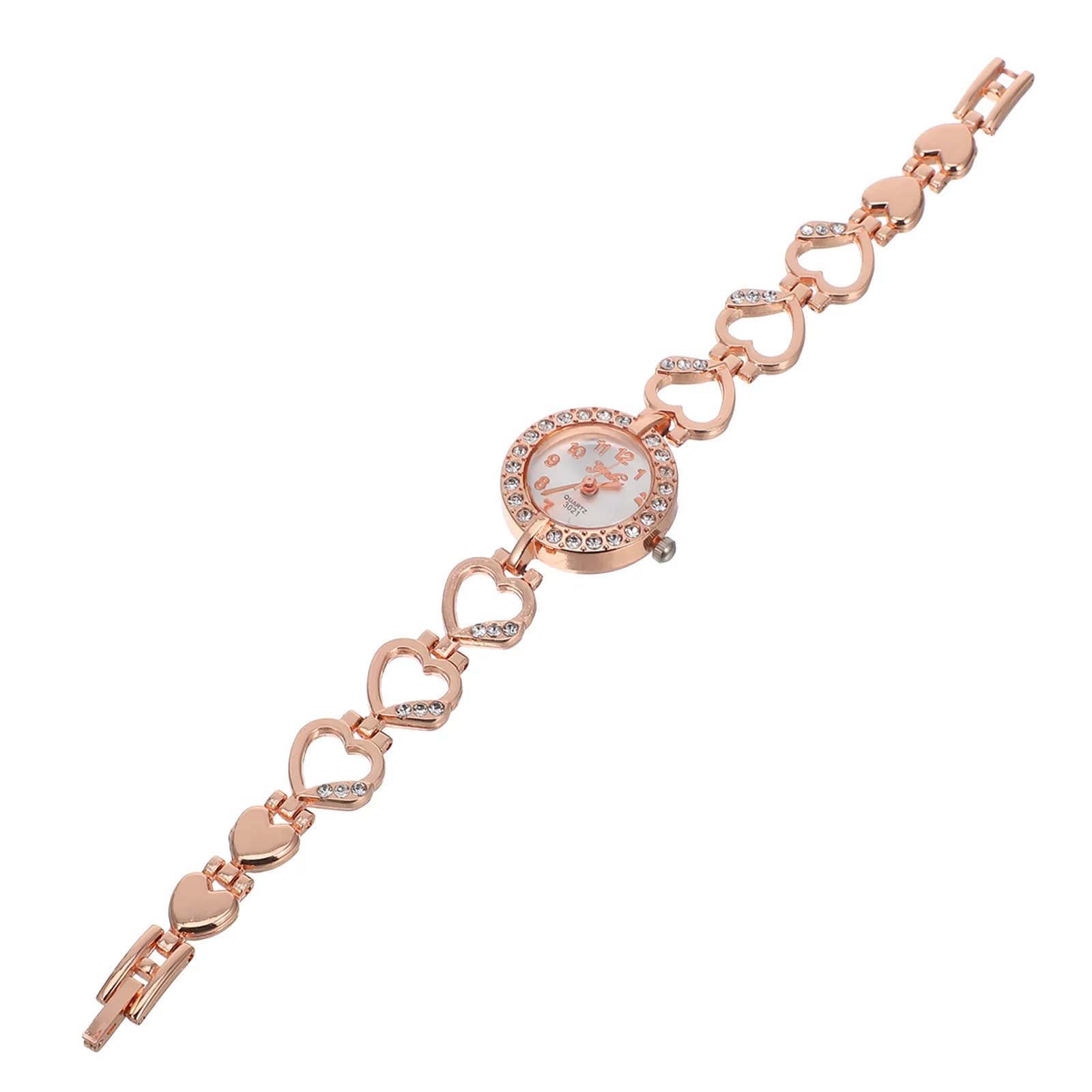 Digital Quartz Watch Women Rose Gold Rhinestone Wristwatch Fashion Unique Design Precise Timekeeping Comfortable Wear