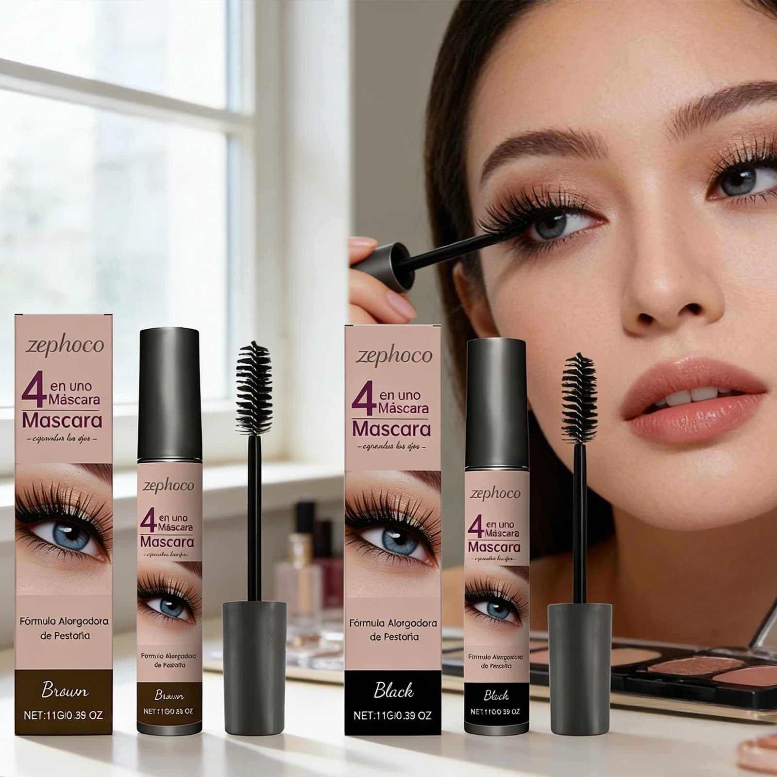 Waterproof Mascara Black Long Brown Duration, Incurring, Sudor Resistant, Moisturizing, Anti-Waving, Cosmetic to Improve Eyelashes, Daily Makeup