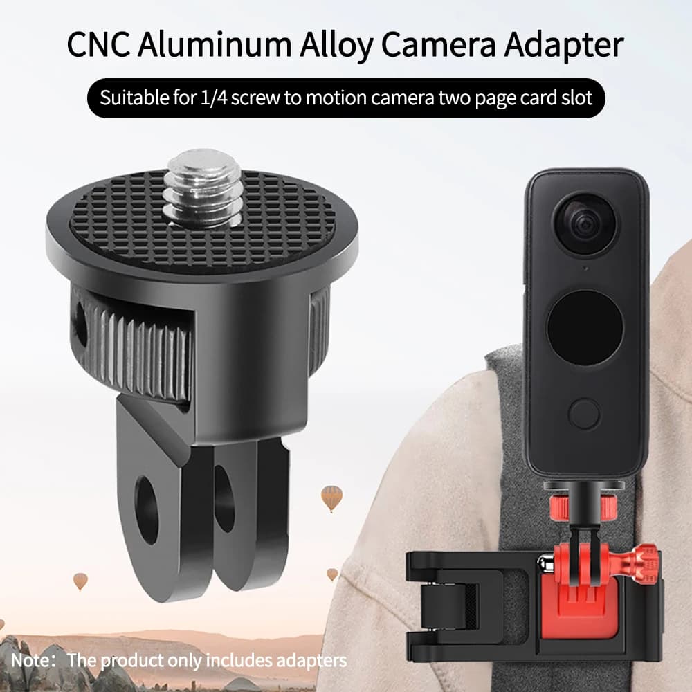 Adattatore di conversione CNC per supporto mini treppiede per fotocamera in alluminio per 10 9 Insta360 e altri accessori standard 1/4