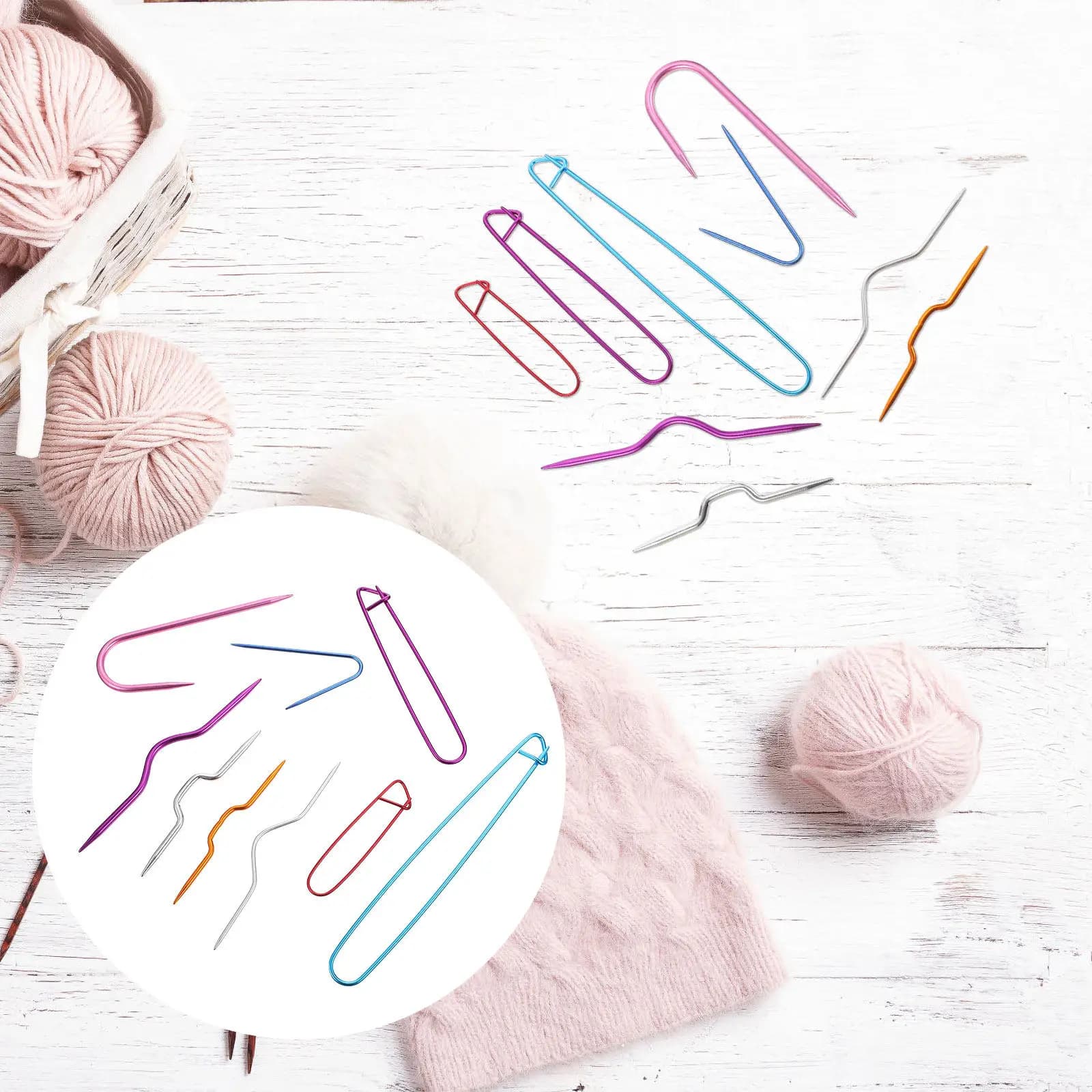 Set di 18 Ferri per Cucire a Maglia a Forma di U in Alluminio, Strumenti Ausiliari per Maglieria per Maglioni, Cappelli, Sciarpe e Guanti
