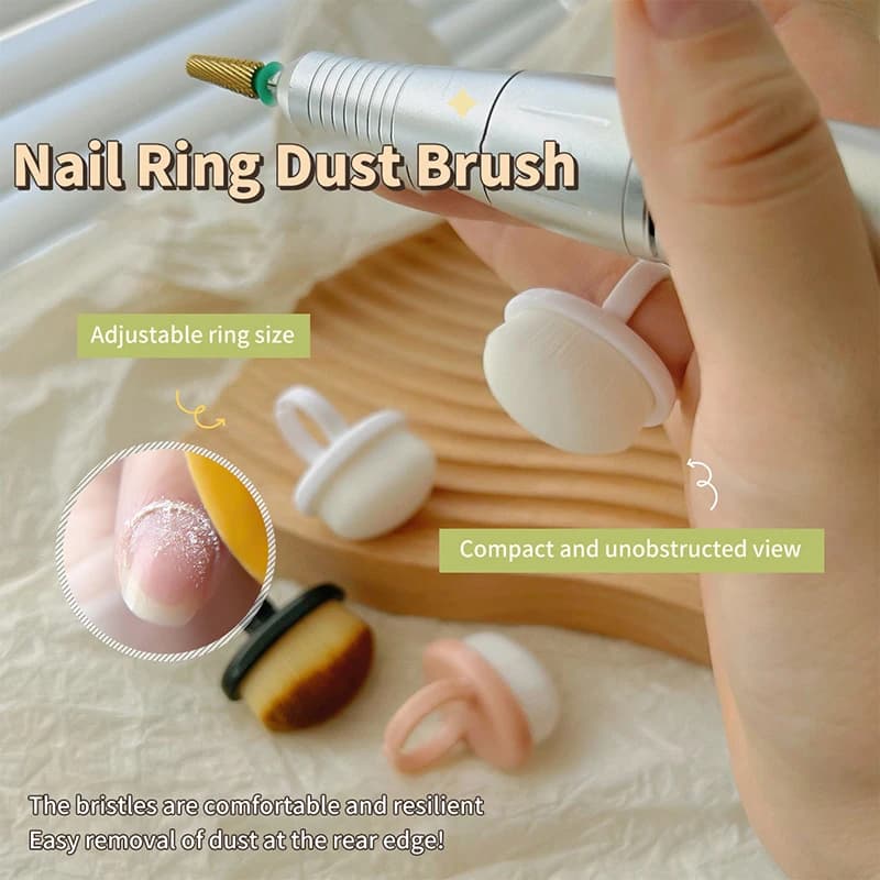 1 pezzo di pennello per polvere per unghie, pennello con fibbia, gel ovale, pulizia della polvere, trucco, pennello a forma di anello, strumenti per manicure
