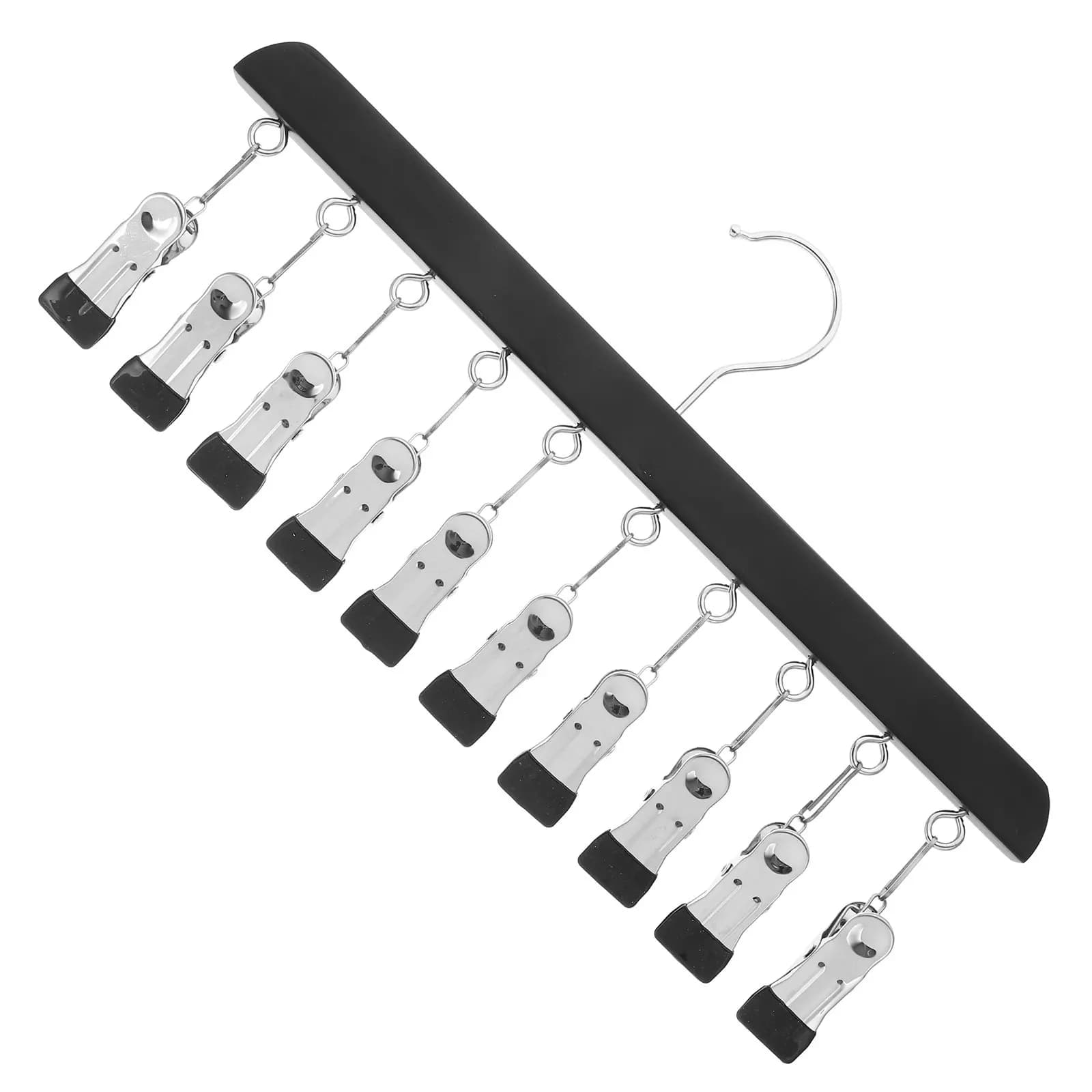 Dryer with 10 Clips in Solid Wood and Stainless Steel, Socket for Socks, Dresses, Underwear, Bras, Scarves, House Hats and Balcony