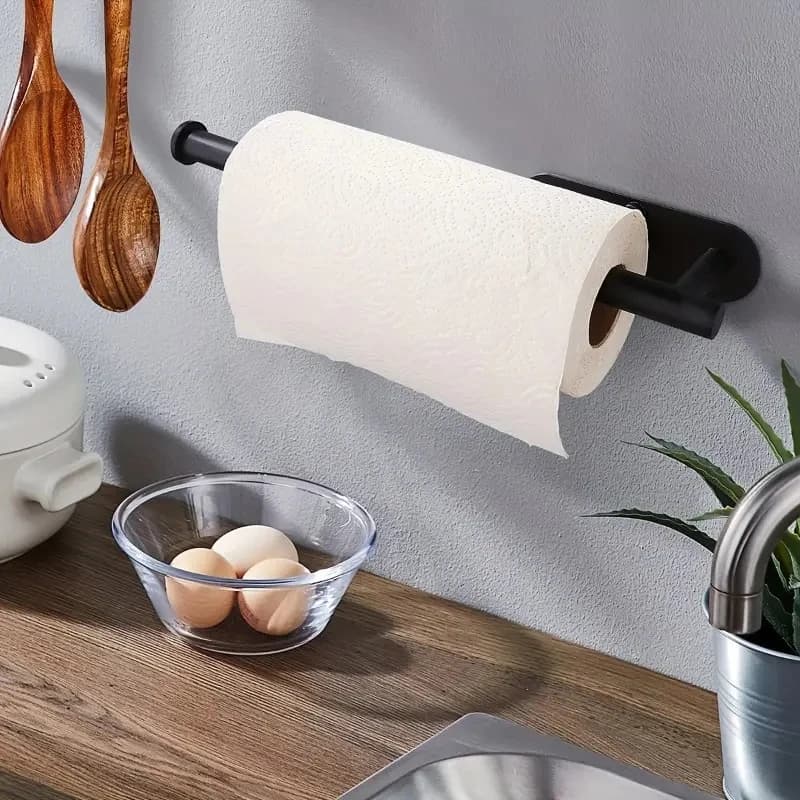 Portarotolo Autoadesivo per Cucina e Bagno, Porta Carta Igienica e Asciugamani, Supporto per Pellicola Trasparente e Carta Igienica
