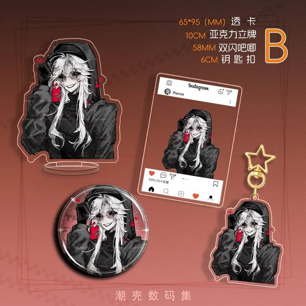 4 pz. Portachiavi The Freak Circus Badge, Espositore in Acrilico per Cosplay Anime, Modellino da Collezione, Souvenir, Regalo, Decorazione da Scrivania