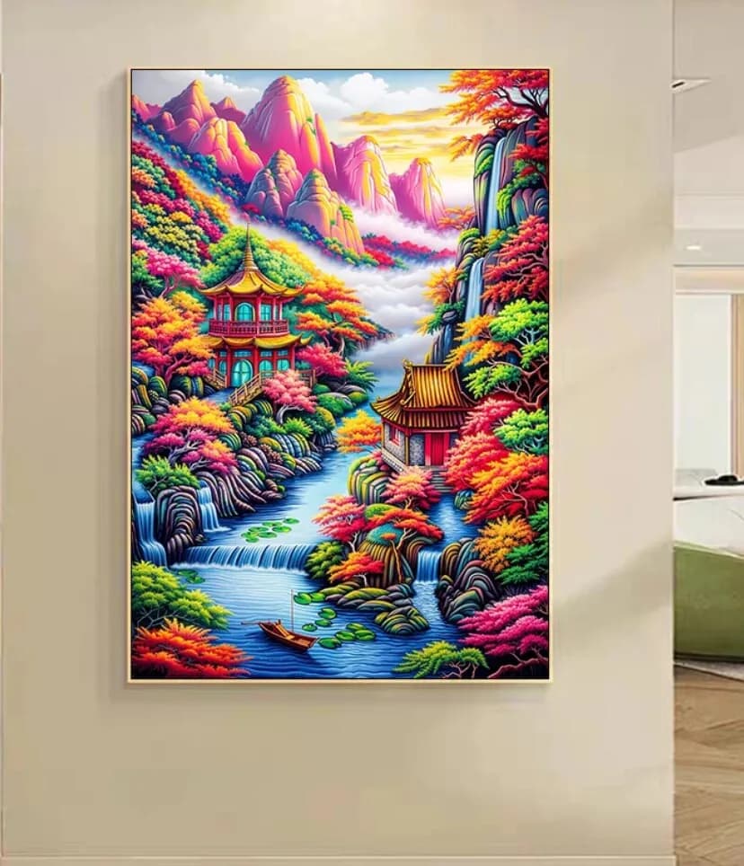 9ct 60x80cm Beautiful Scenery Printed Kits Cross Stitch Embroidery DIY Needlework Set Home Decor Crafts With Needles Threads