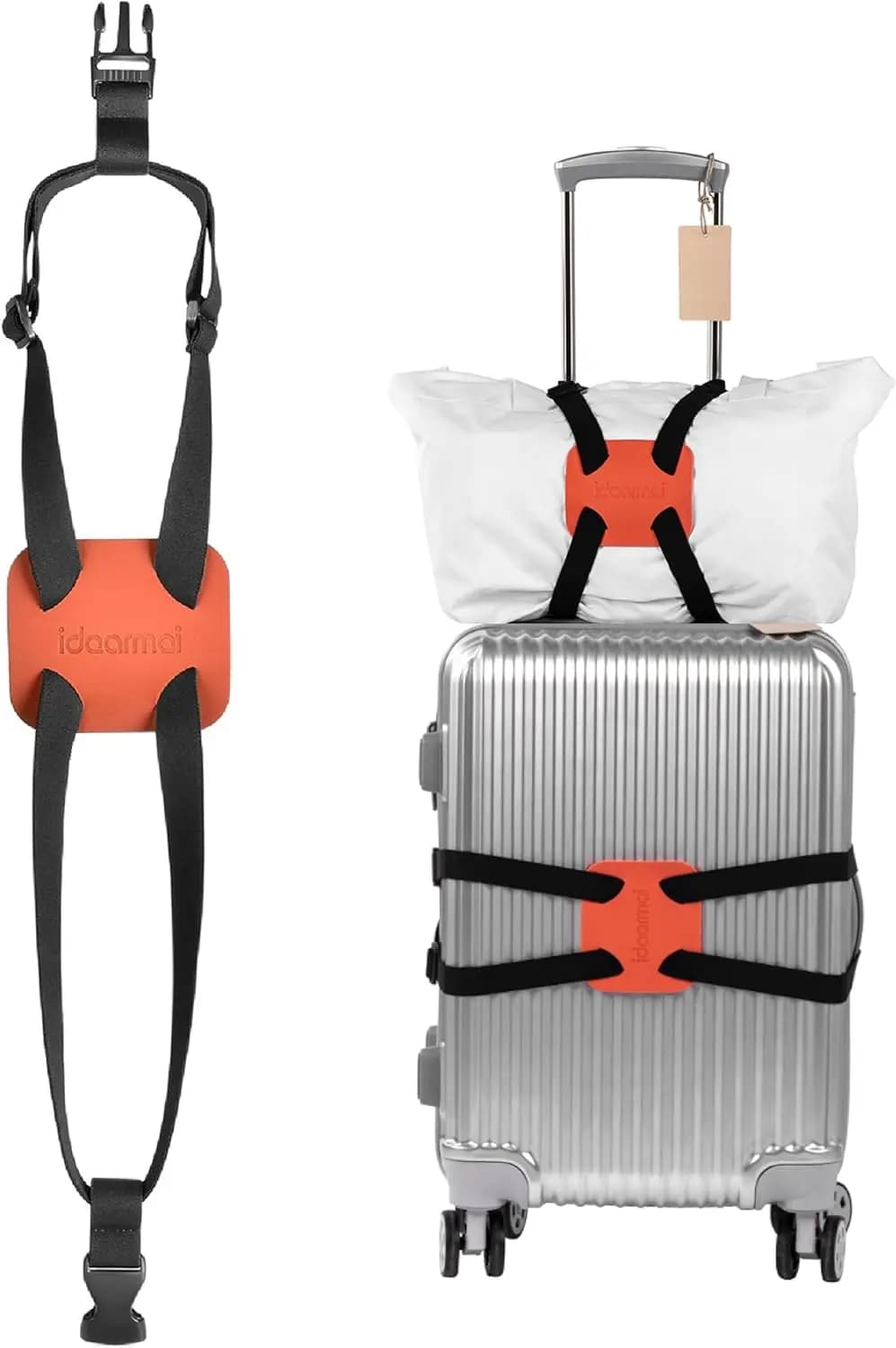 Cinghie Regolabili per Valigie con Fibbie, Accessori da Viaggio Essenziali, Cinture Elastiche per Valigie Arancioni