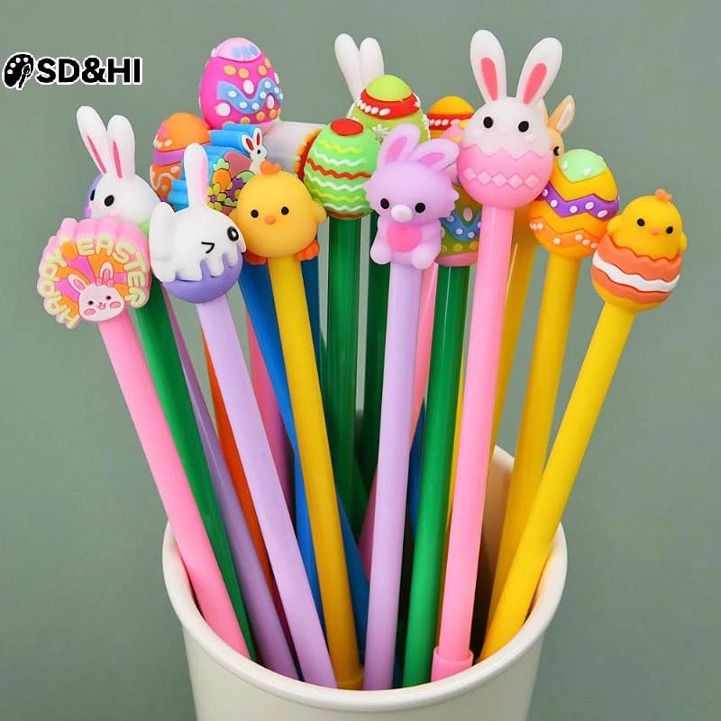 1/5/10 pezzi di penne gel in silicone a forma di coniglio pasquale, penne carine per studenti, articoli di cancelleria, forniture scolastiche, regalo creativo