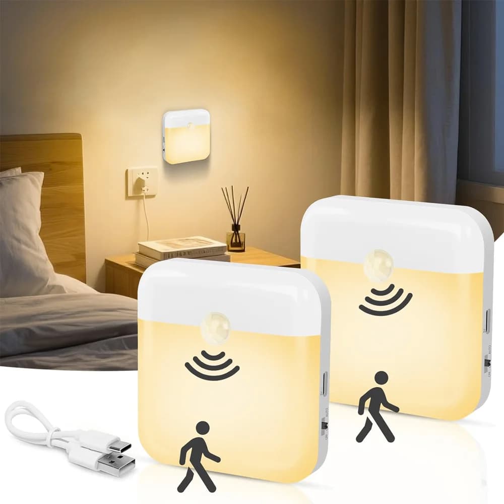 Luce notturna automatica a LED Sensore di movimento PIR per interni wireless Luci per la casa intelligente per l'armadio Sicurezza dell'armadio Illuminazione domestica intelligente