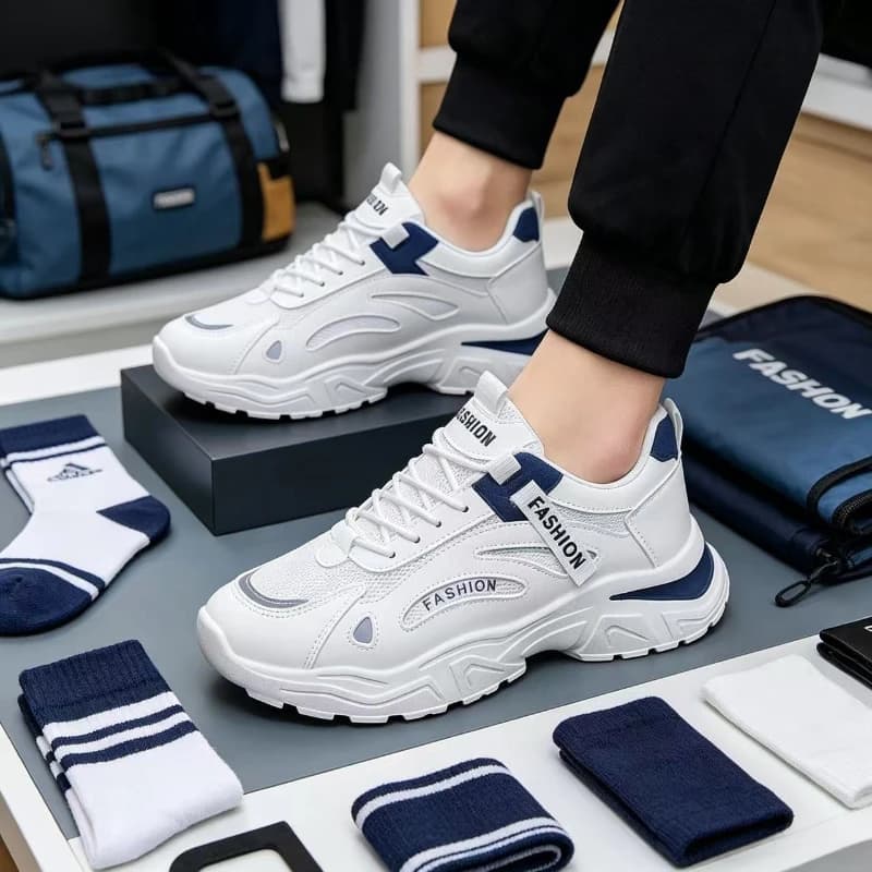 Sneakers da Uomo con Piattaforma, Scarpe da Corsa Traspiranti in Mesh, Scarpe Casual Antiscivolo per Camminata, Scarpe Sportive da Esterno