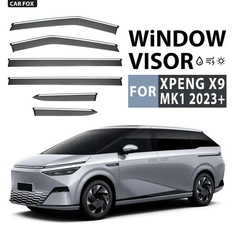 Per XPENG X9 2023+ Tendine Parasole per Finestrini Auto, Protezioni Antipioggia e Antivento per Finestrini Laterali, Accessori Auto, Kit Carrozzeria