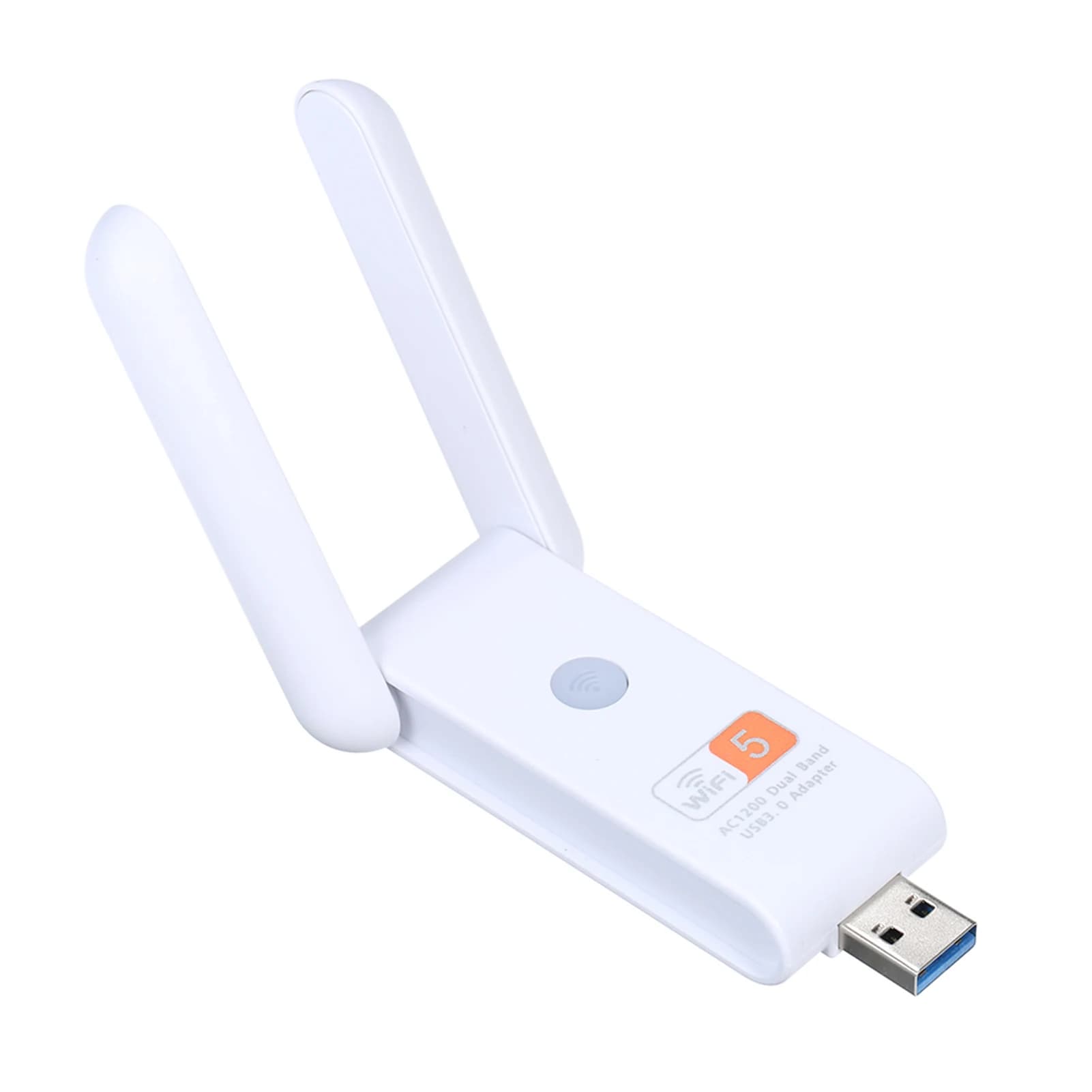 Adattatore WiFi USB Wireless Dual Band 2.4G (fino a 300Mbps) e 5G (fino a 866Mbps) / 2 Antenne ad Alto Guadagno / Alta Sicurezza / Plug&Play Bianco