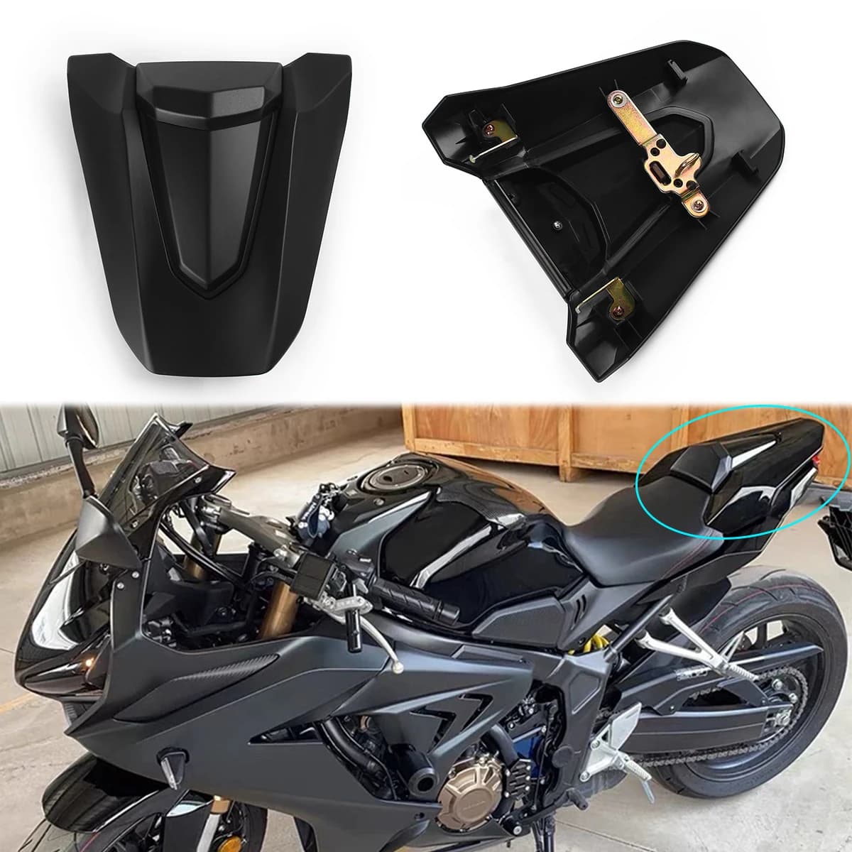 Moto Nero Opaco Sedile Posteriore Coda Copertura Carena Cowl Sedile Passeggero Cowl Con Pad In Gomma Per Honda CB650R 2024 2025