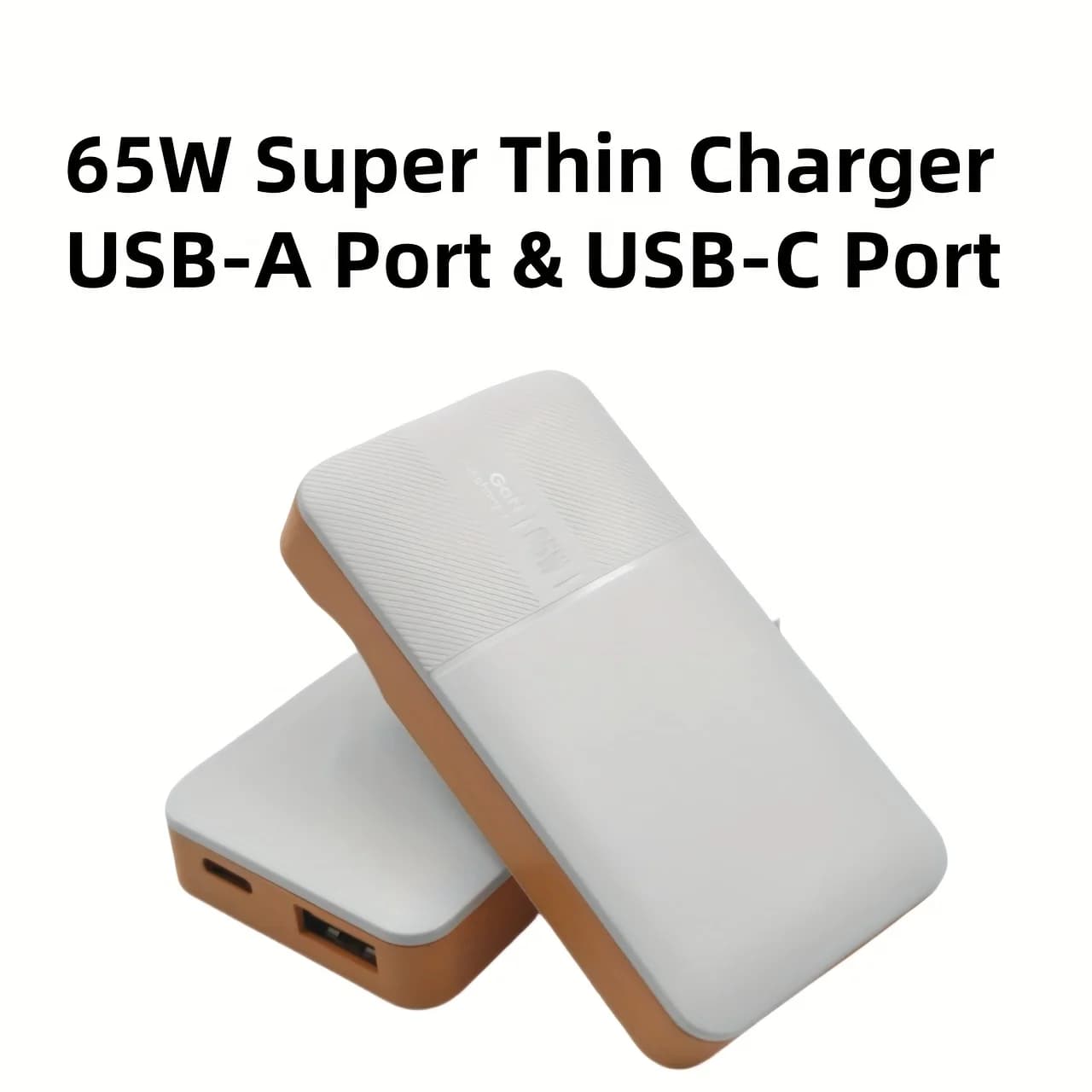 Caricatore da muro USB a doppia porta da viaggio pieghevole super sottile GaN da 65 W, ricarica rapida, con porte USB-A e USB-C, per laptop, Dell, per