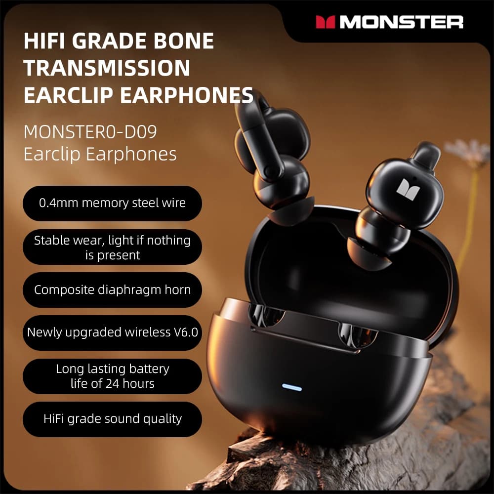 Cuffie Bluetooth Monster D09 con Riduzione Intelligente del Rumore, Lunga Durata della Batteria, Audio HIFI, Comode da Indossare, Auricolari Wireless