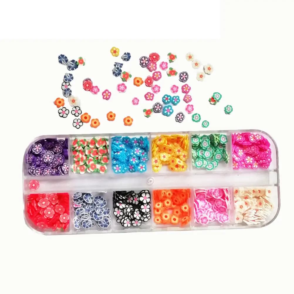 2 Scatole 12 Griglie di Fango Cristallino Premium, Argilla Polimerica, Paillettes per Unghie, Decorazioni Fai da Te per Nail Art, Strumento di Riempimento Scintillante per Manicure e Bellezza, Fiore